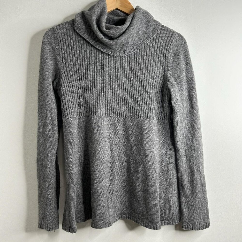 Banana Republic Sweater Womens M Gray‎ Cowl Neck Cashmere Blend Ribbed Knit Lux